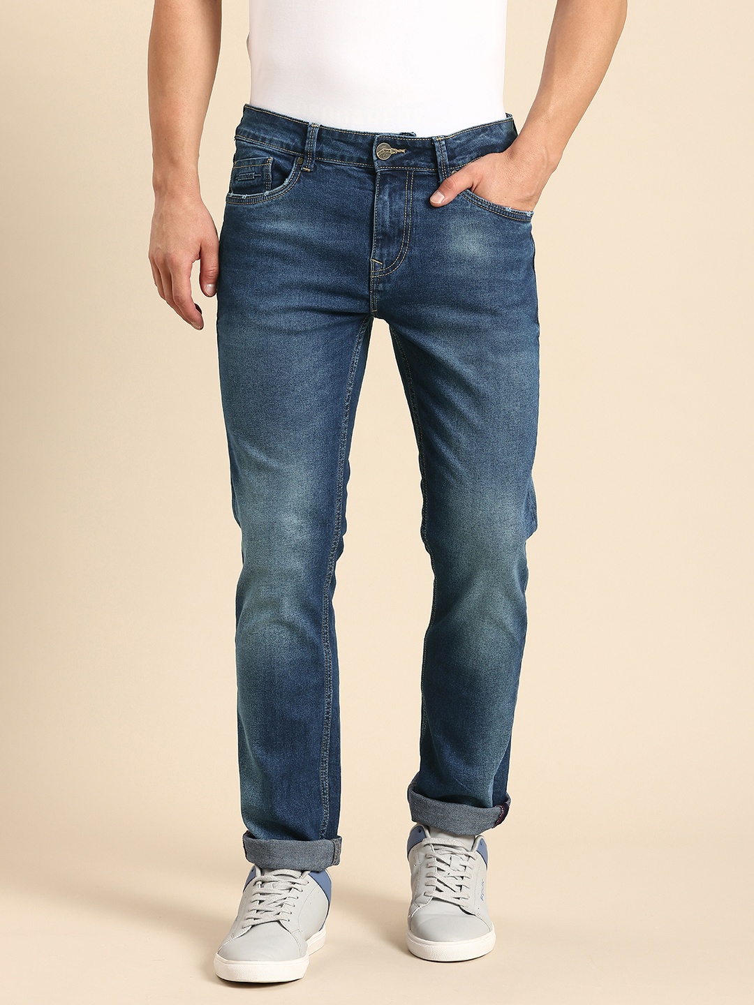 

Being Human Men Slim Fit Heavy Fade Stretchable Jeans, Blue