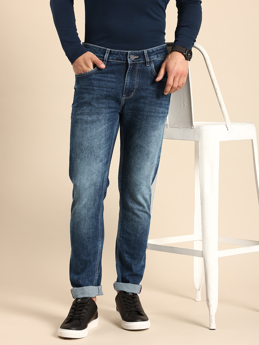 

Being Human Men Slim Fit Heavy Fade Stretchable Jeans, Blue