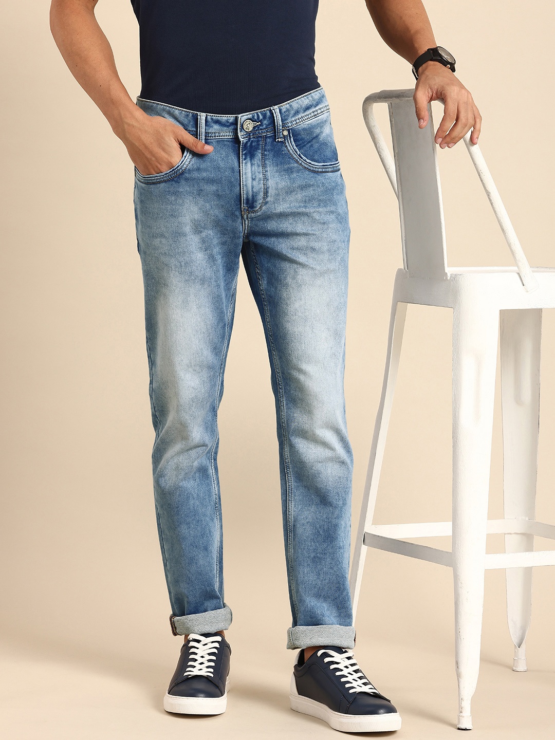 

Being Human Men Slim Fit Light Fade Stretchable Jeans, Blue