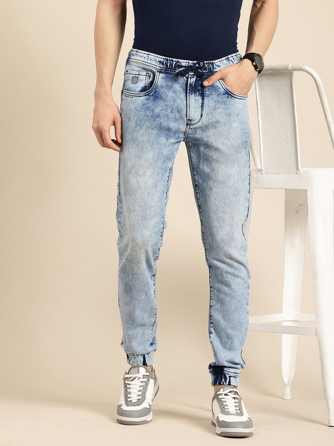 

Being Human Men Heavy Fade Stretchable Jogger Fit Jeans, Blue