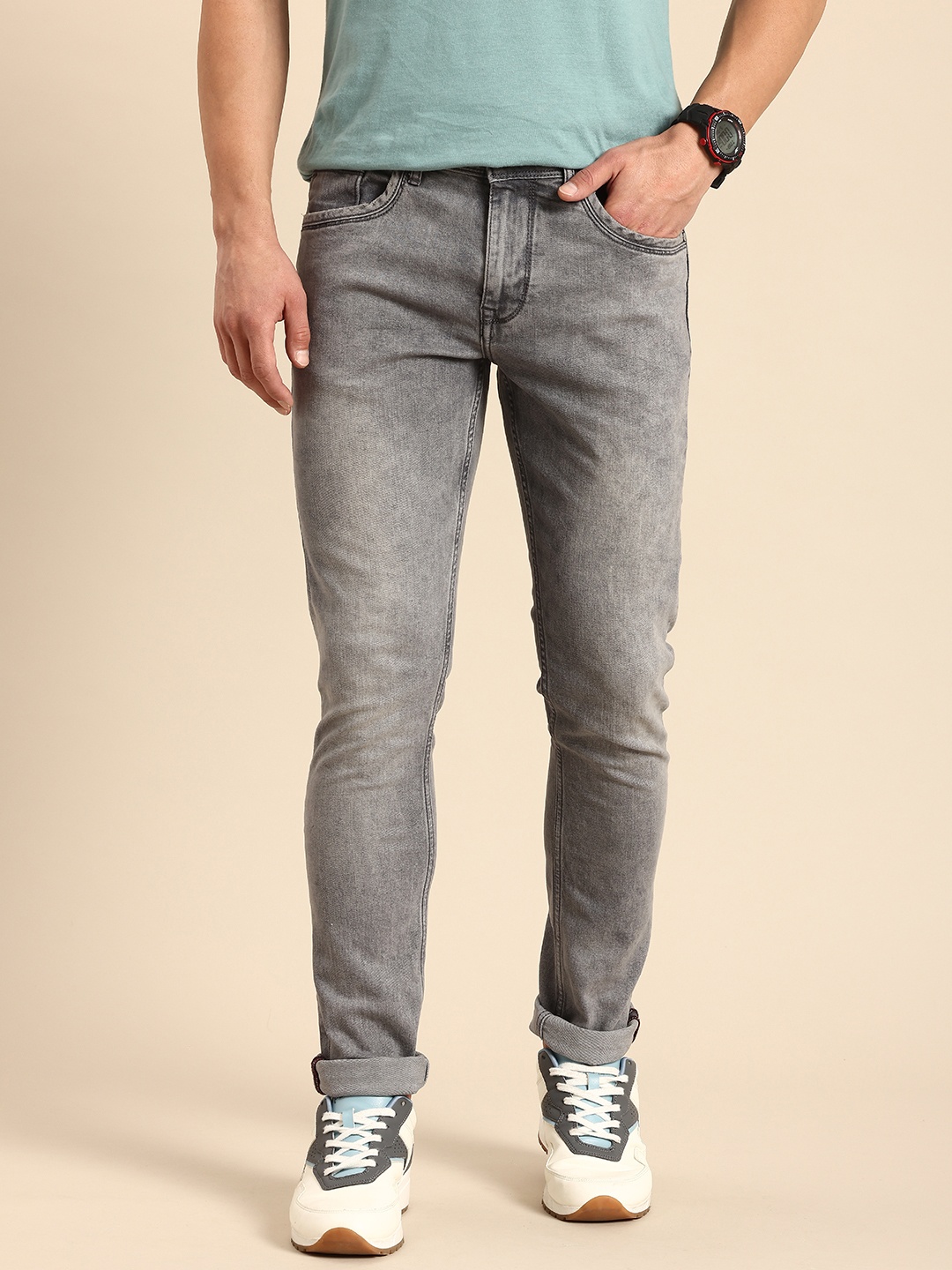 

Being Human Men Skinny Fit Light Fade Stretchable Jeans, Grey