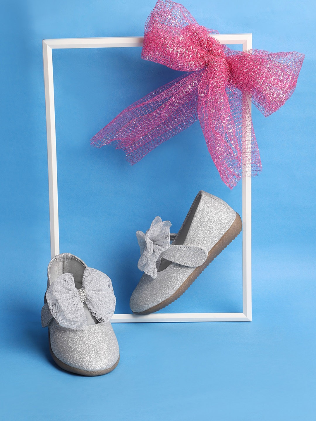 

Minesole Girls Embellished Ballerinas, Silver