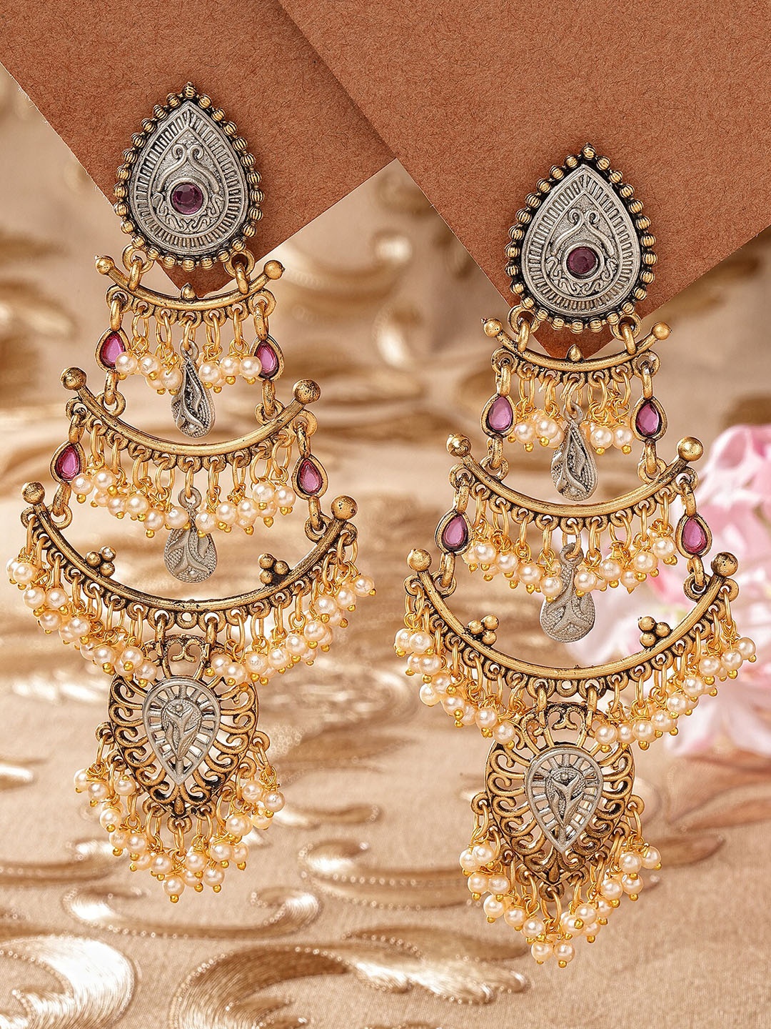 

KARATCART Gold Plated Kundan Chandbalis