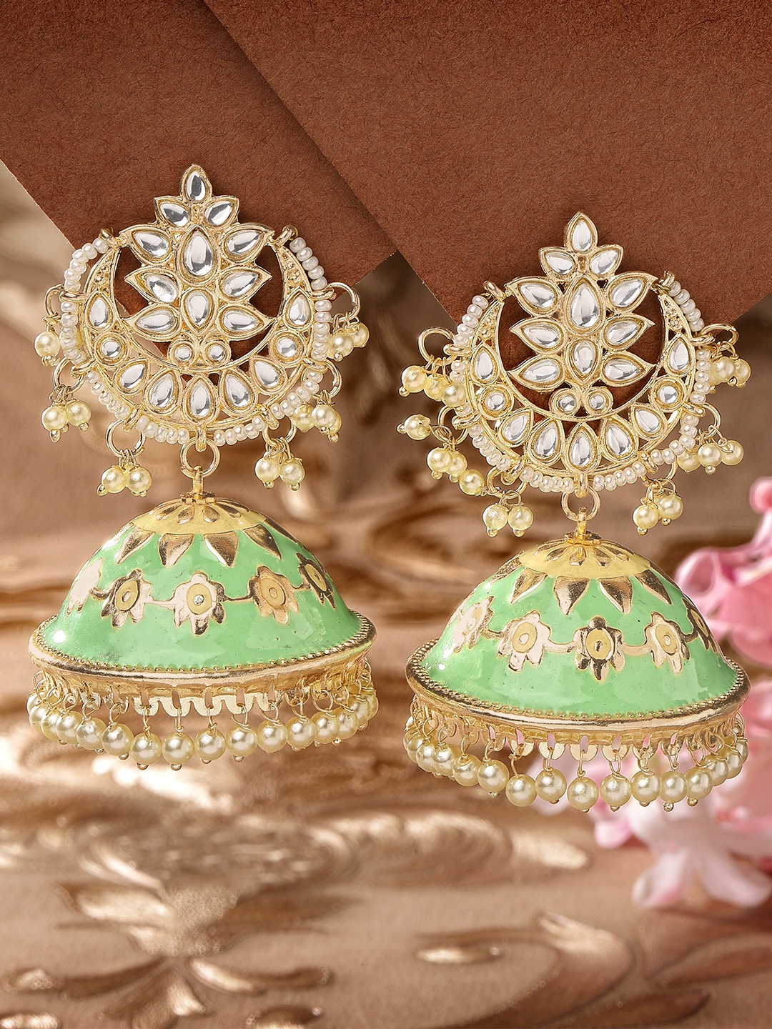 

KARATCART Kundan Gold Plated Jhumkas