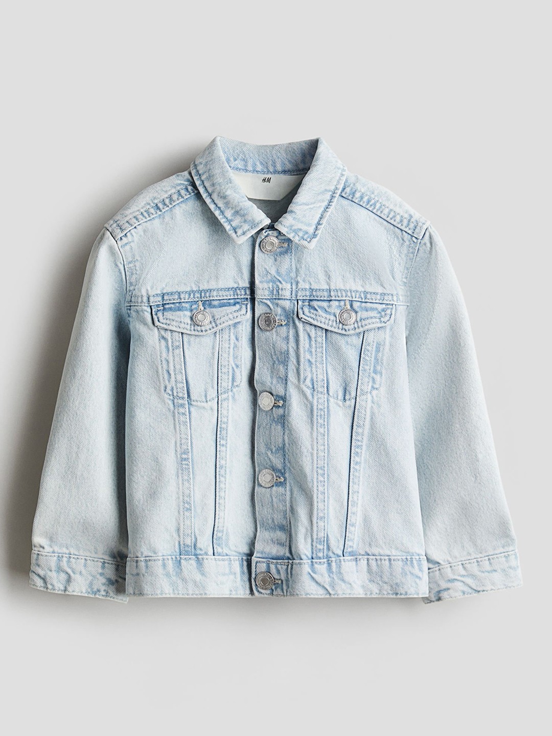 

H&M Girls Pure Cotton Printed Denim Jacket, Blue