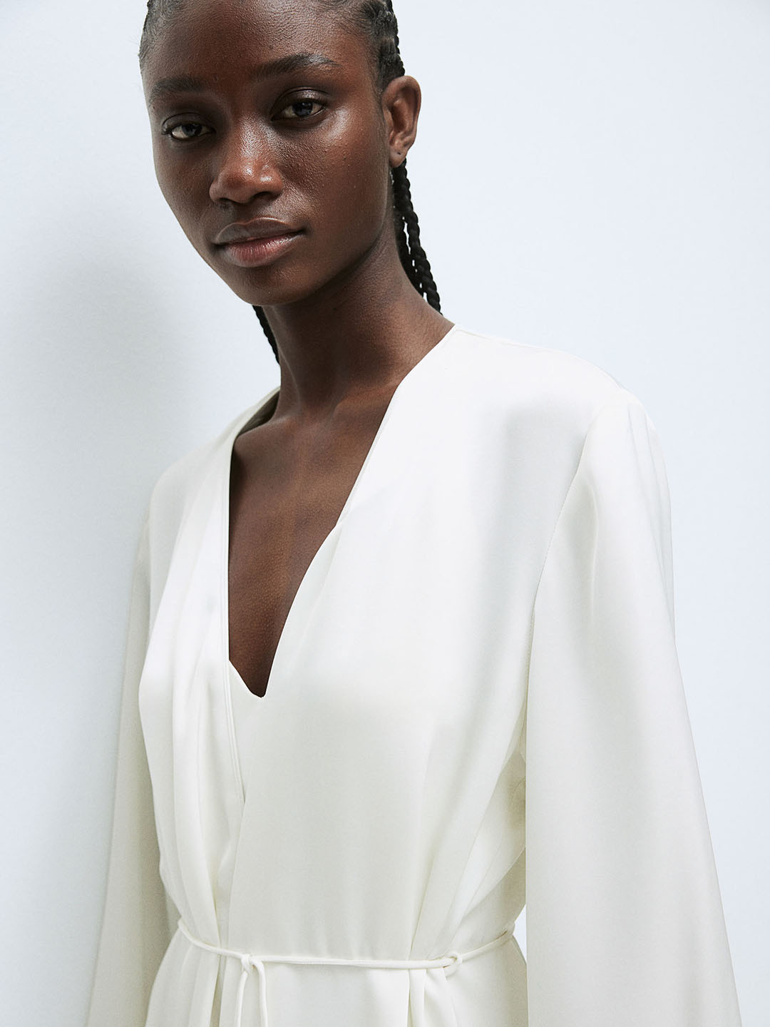 

H&M Satin Dressing Gown, White