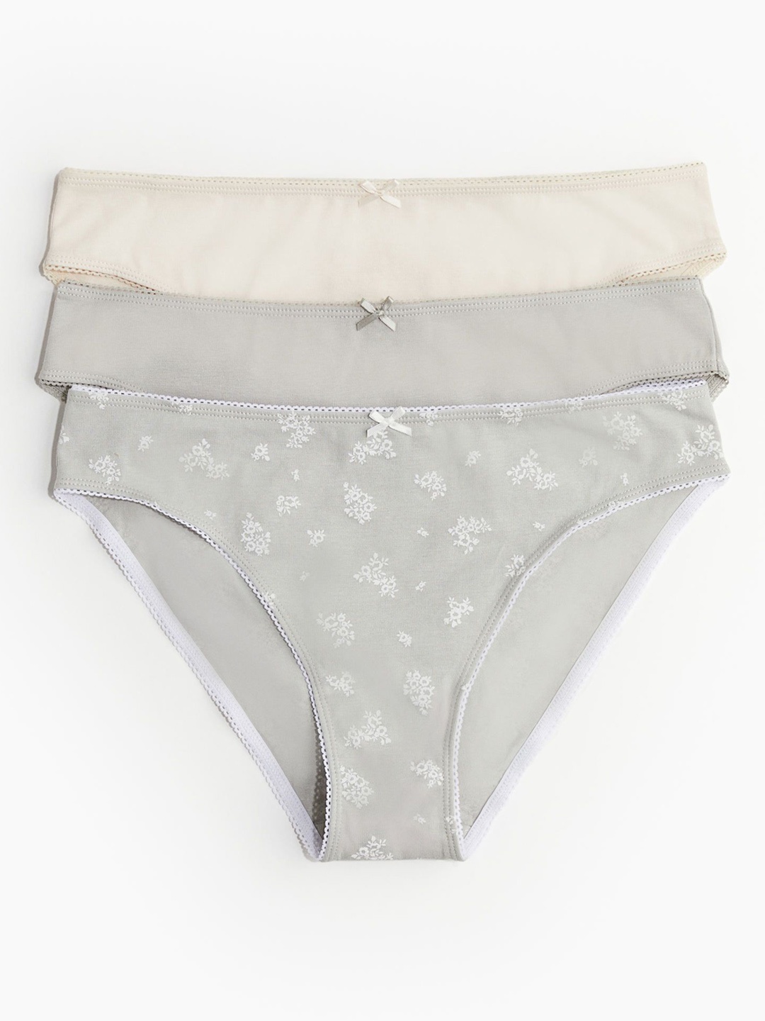 

H&M Women 3-Pack Picot-Trimmed Briefs, Green