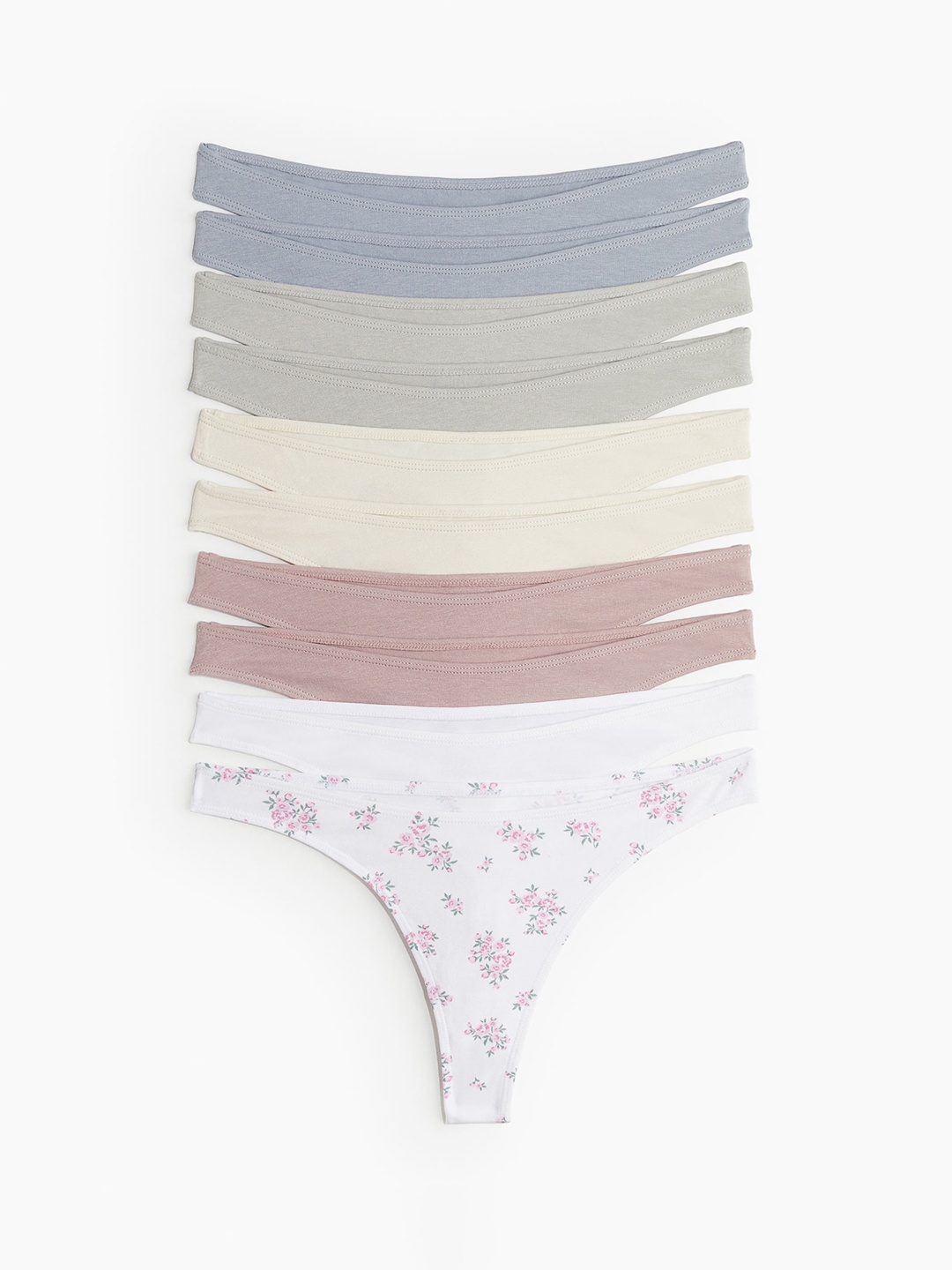 

H&M Women 10-Pack Cotton Thong Briefs, Blue
