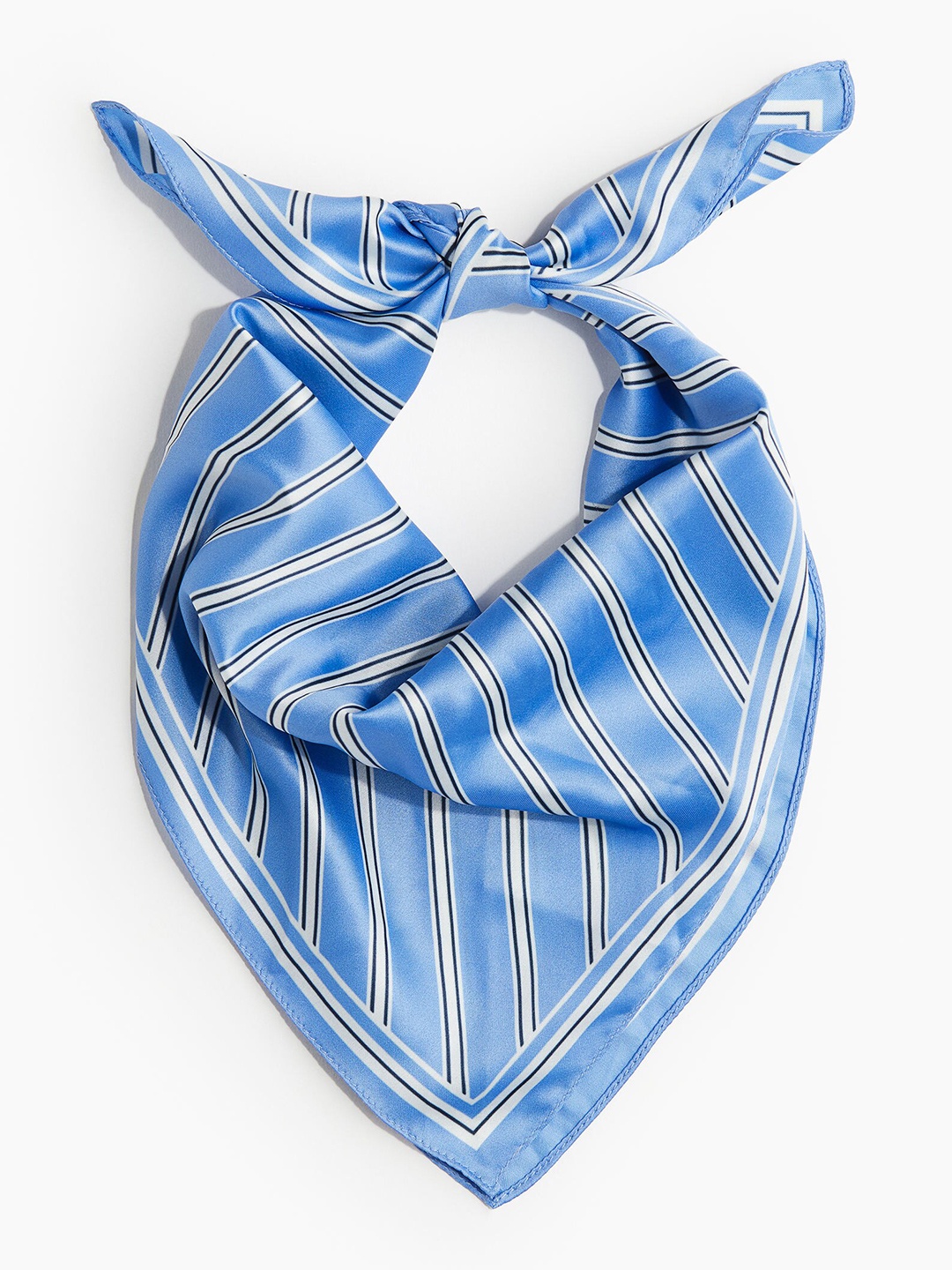 

H&M Women Printed Satin Scarf, Blue