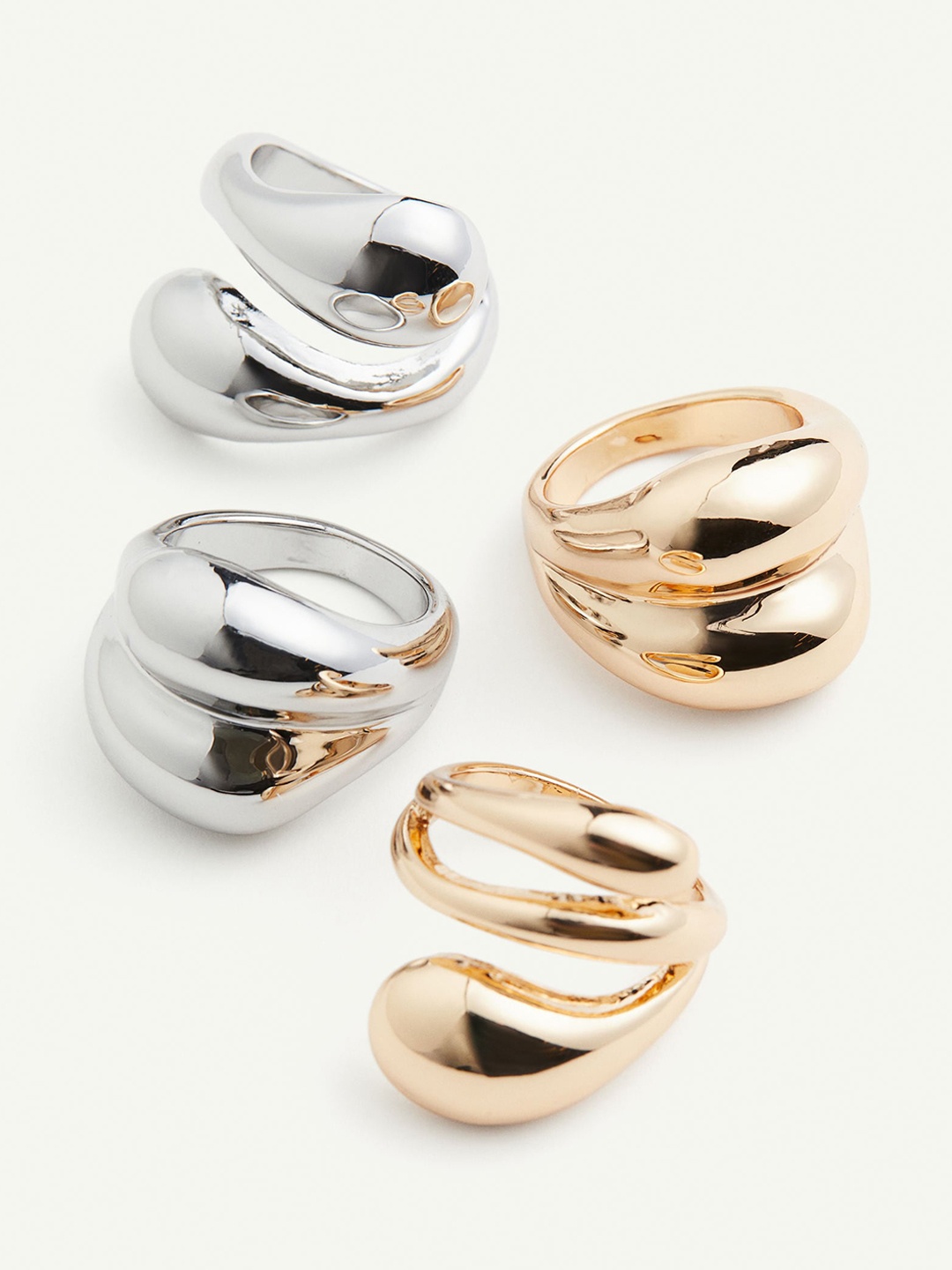 

H&M 4-Pack Chunky Rings, Gold