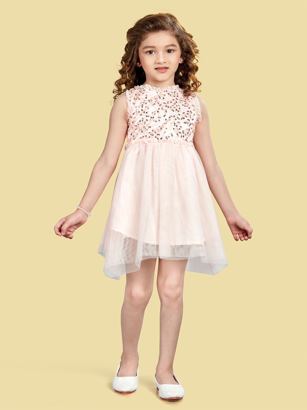 

Lil Peacock Girls Net Fit & Flare Dress, Peach