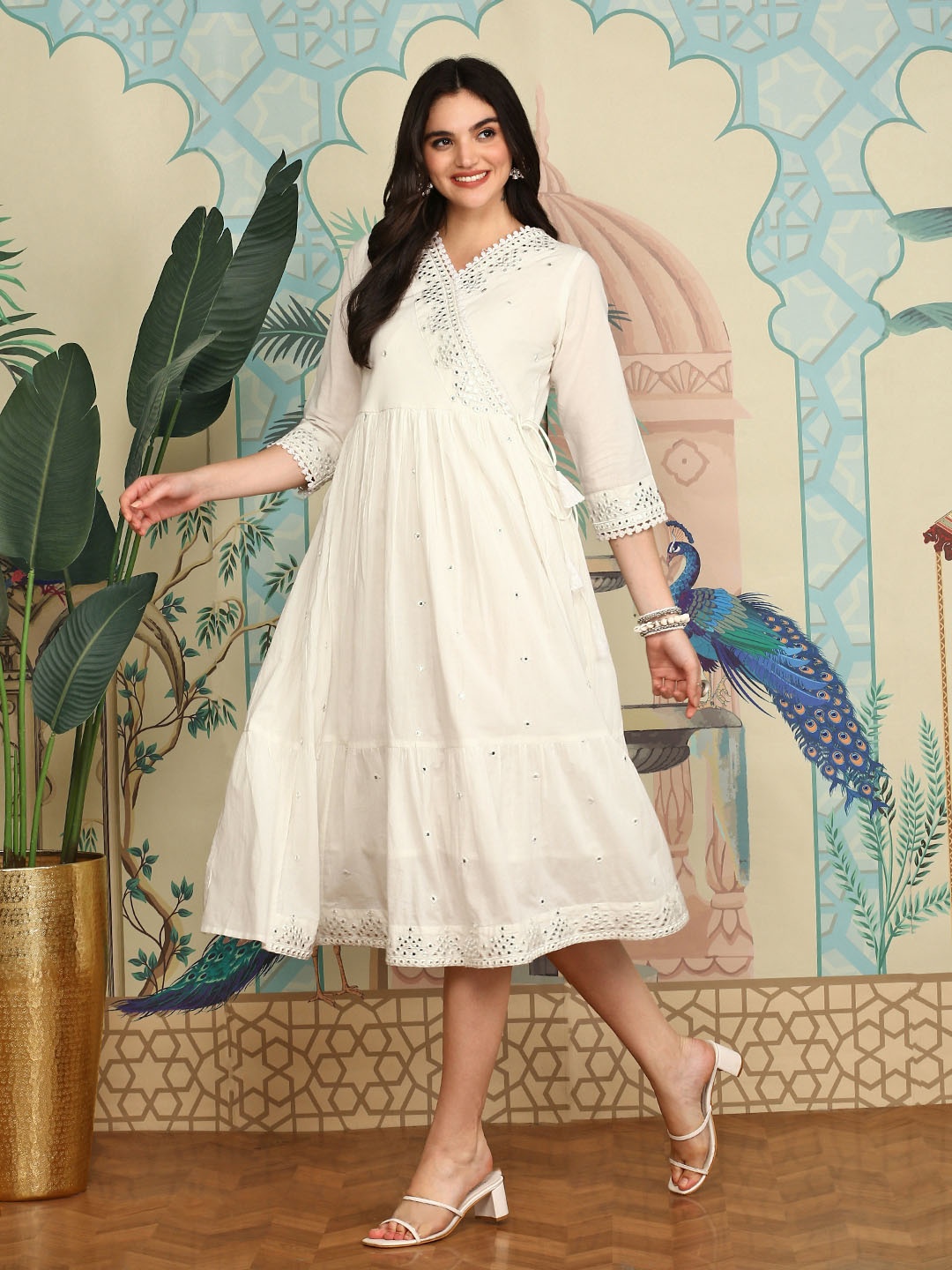 

Ishin Layered A-Line Cotton Dress, White