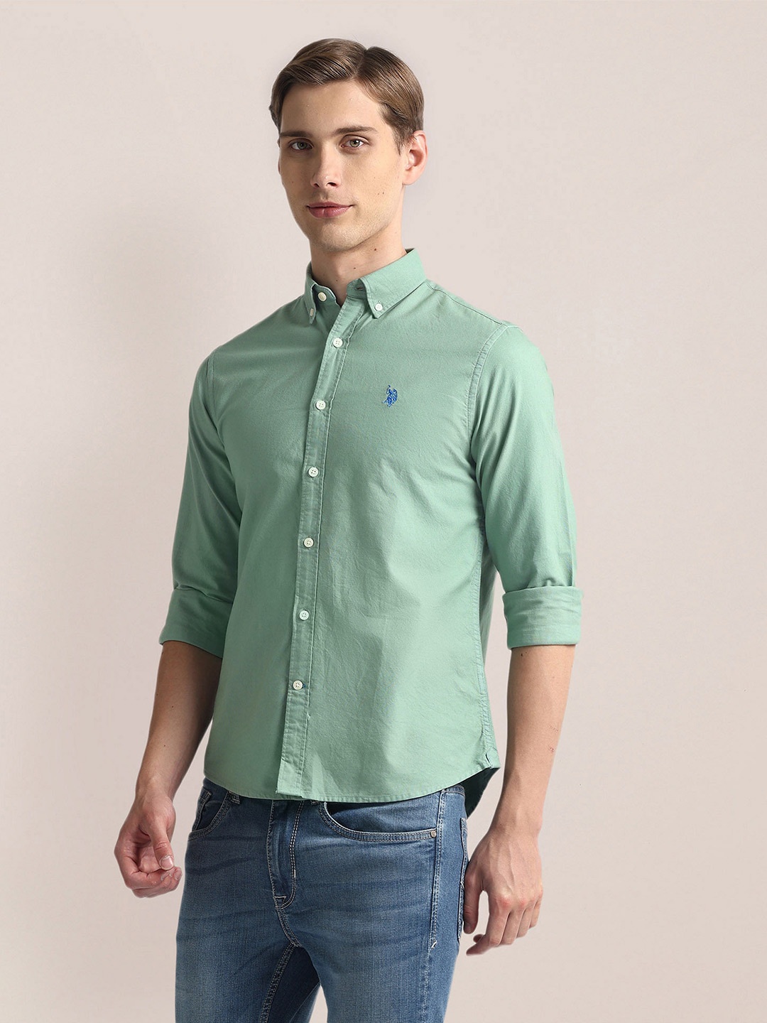 

U.S. Polo Assn. Button Down Collar Tailored Fit Casual Shirt, Green