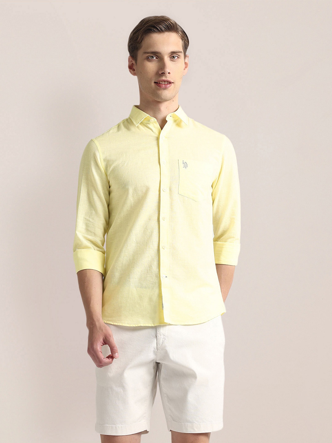 

U.S. Polo Assn. Spread Collar Tailored Fit Casual Shirt, Yellow