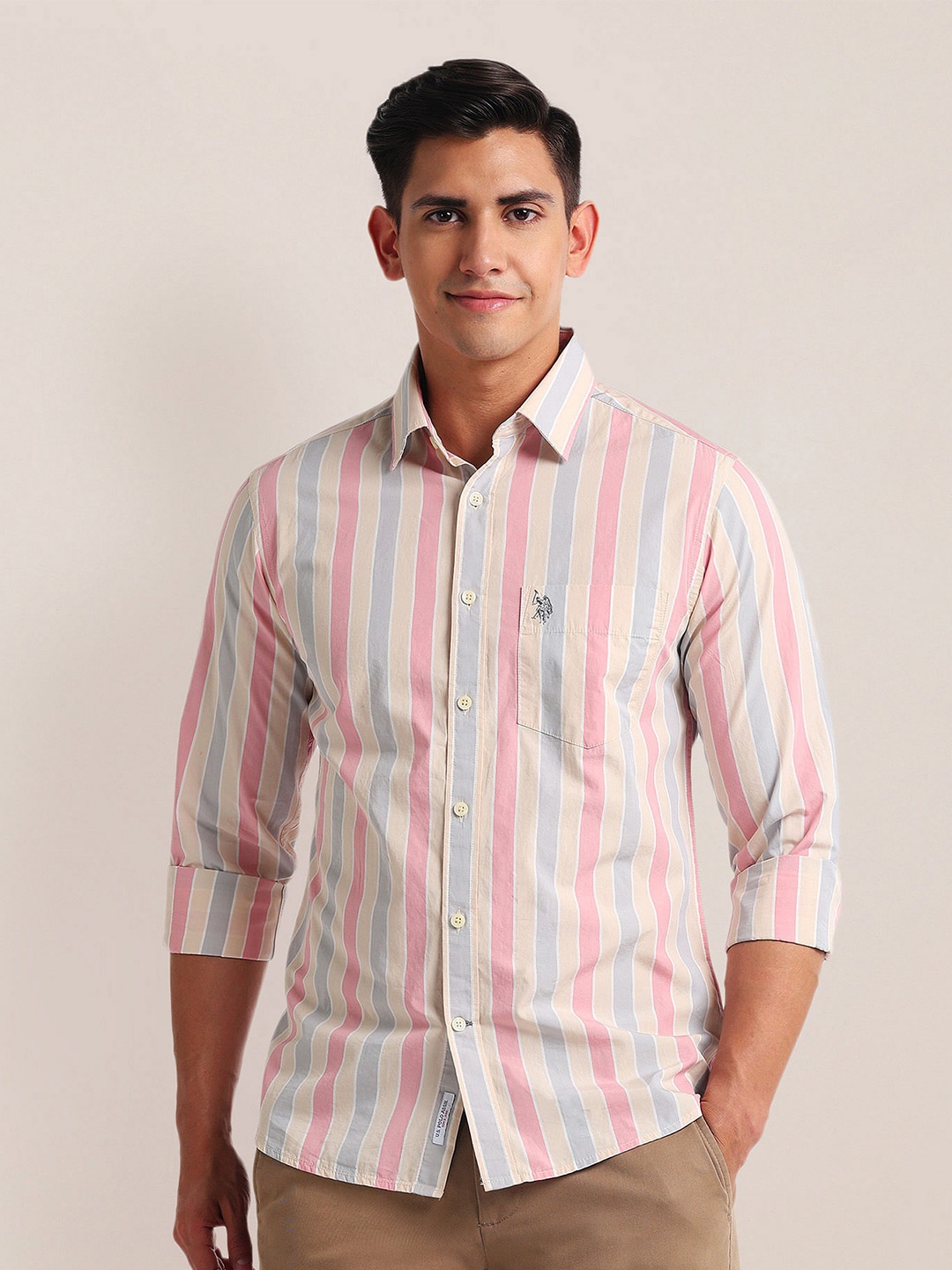 

U.S. Polo Assn. Striped Casual Shirt, Pink