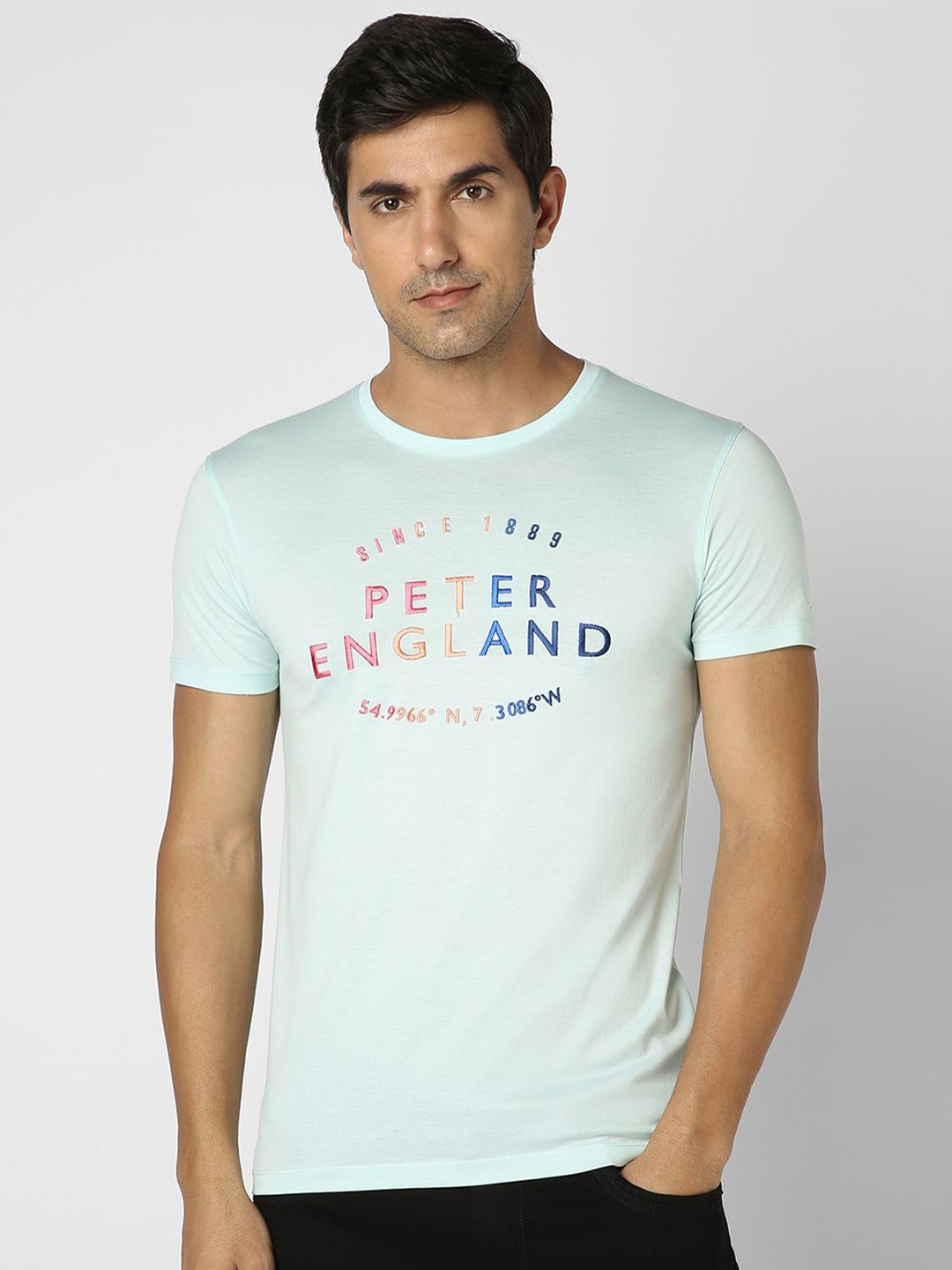 

Peter England Casuals Men Typography Printed Slim Fit Cotton T-shirt, White
