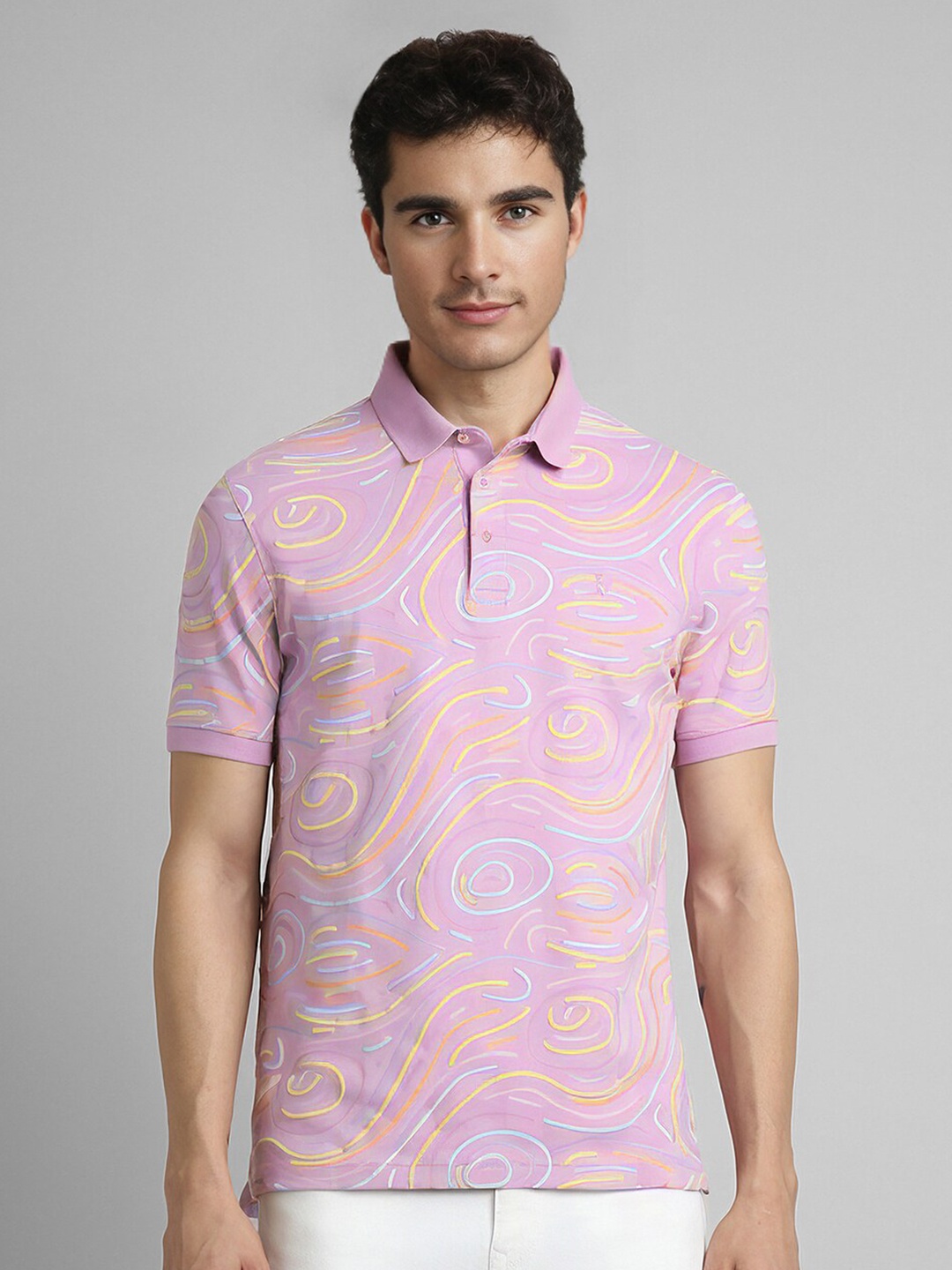 

SIMON CARTER LONDON Men Polo Collar Slim Fit T-shirt, Pink