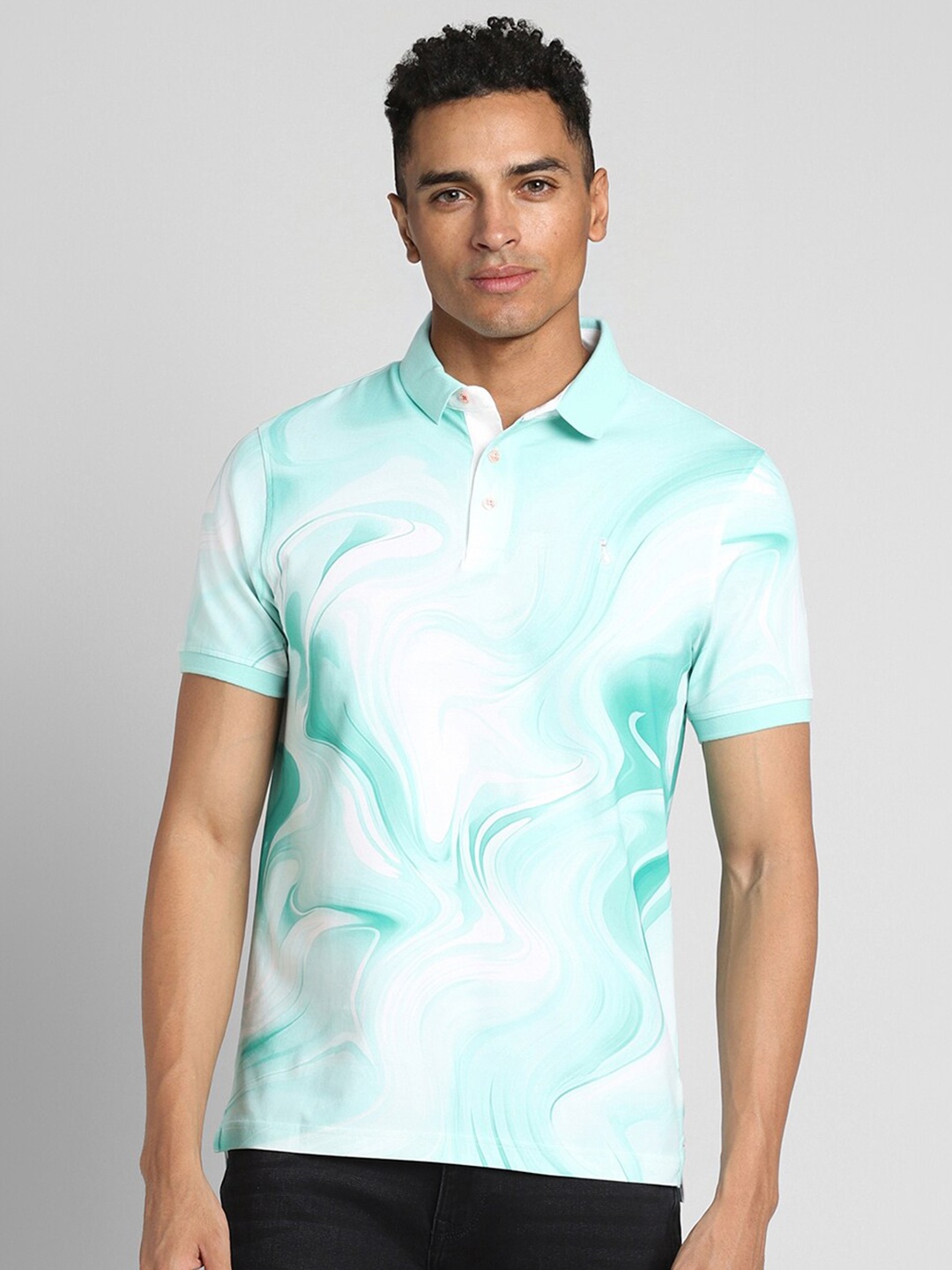 

SIMON CARTER LONDON Men Printed Polo Collar Slim Fit T-shirt, White