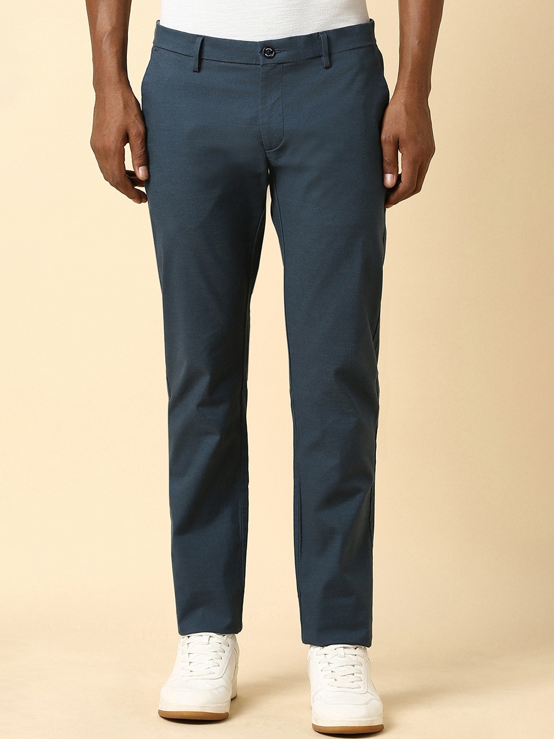 

Allen Solly Men Mid-Rise Cotton Slim Fit Trouser, Navy blue