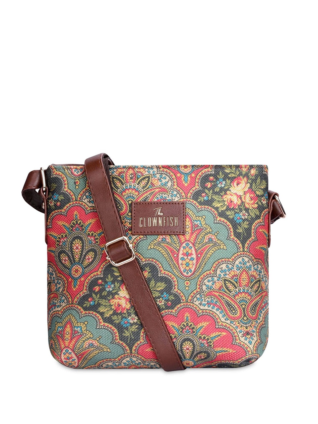 

THE CLOWNFISH Floral Printed Structured Sling Bag, Pink