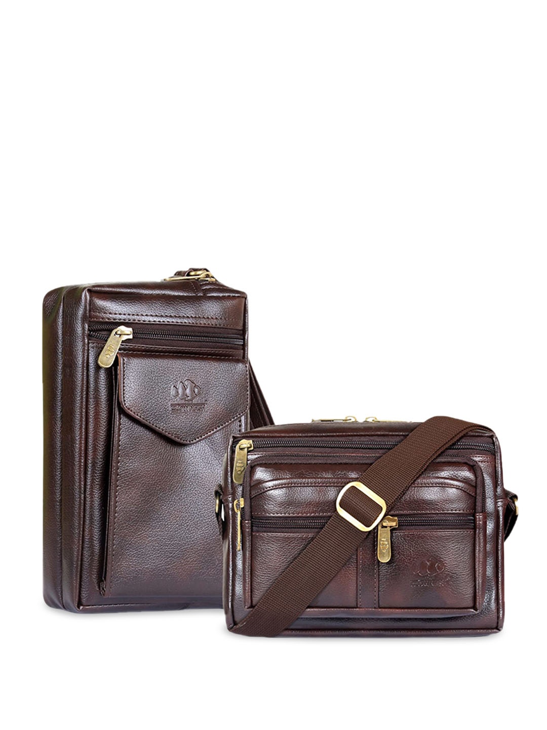 

THE CLOWNFISH Structured Sling Bag With Travel Pouch, Brown