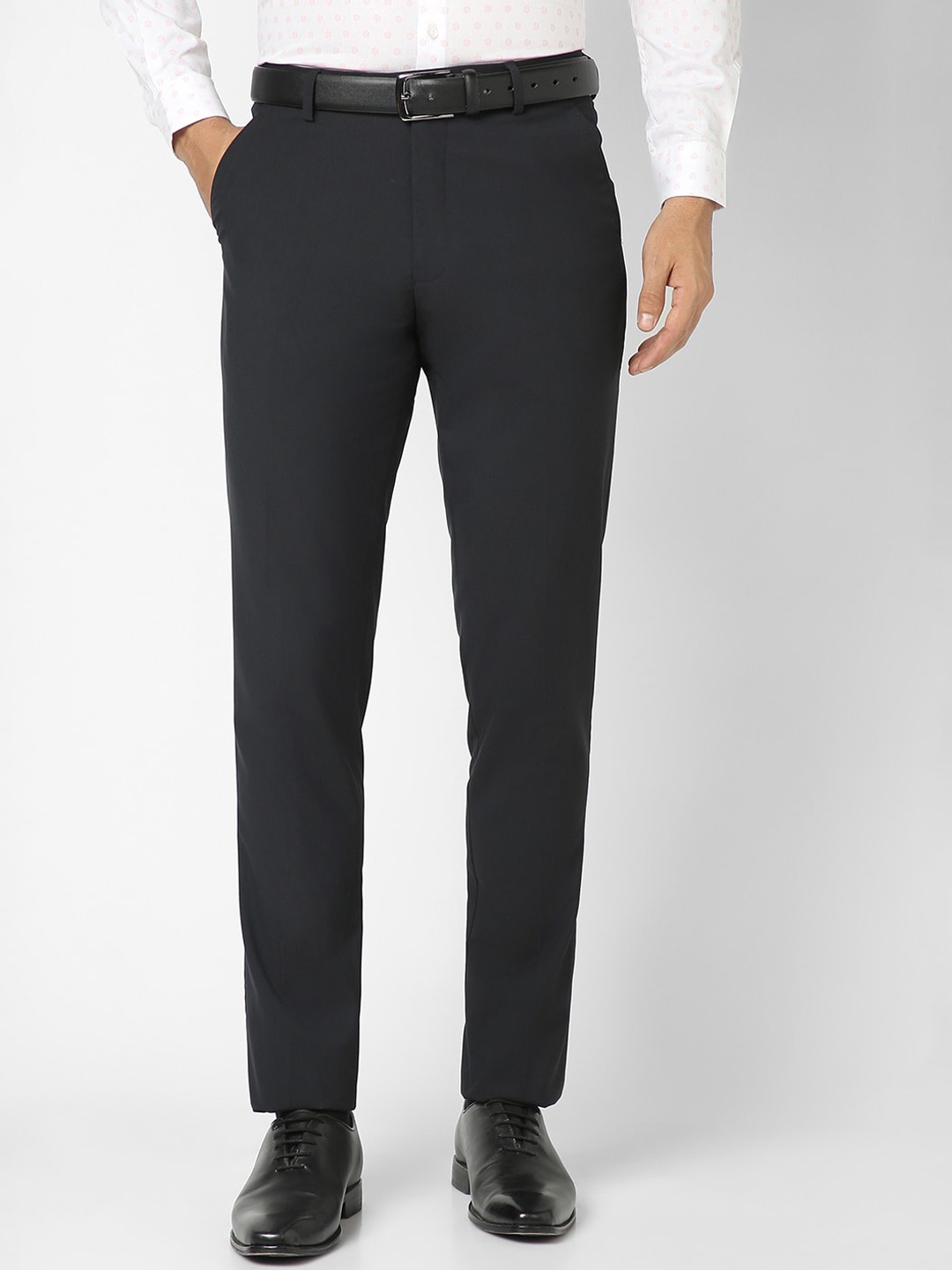

Peter England Men Slim Fit Formal Trousers, Black