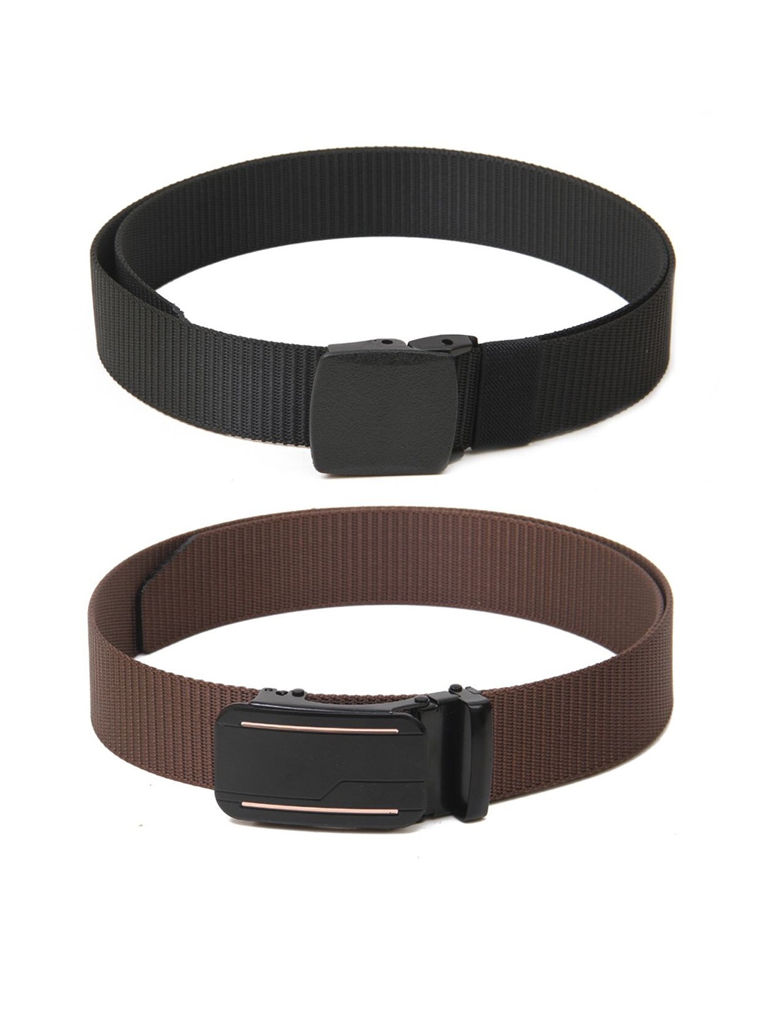 

Calvadoss Women Set Of 2 Textured Belts, Black