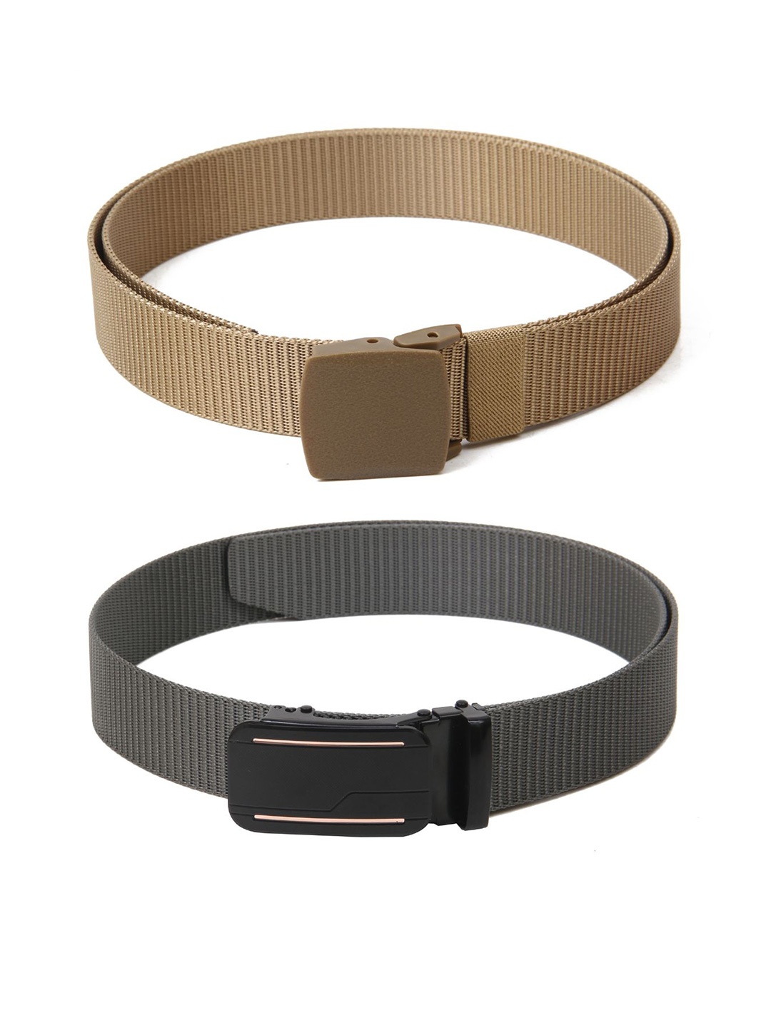 

Calvadoss Women Set Of 2 Textured Belts, Beige