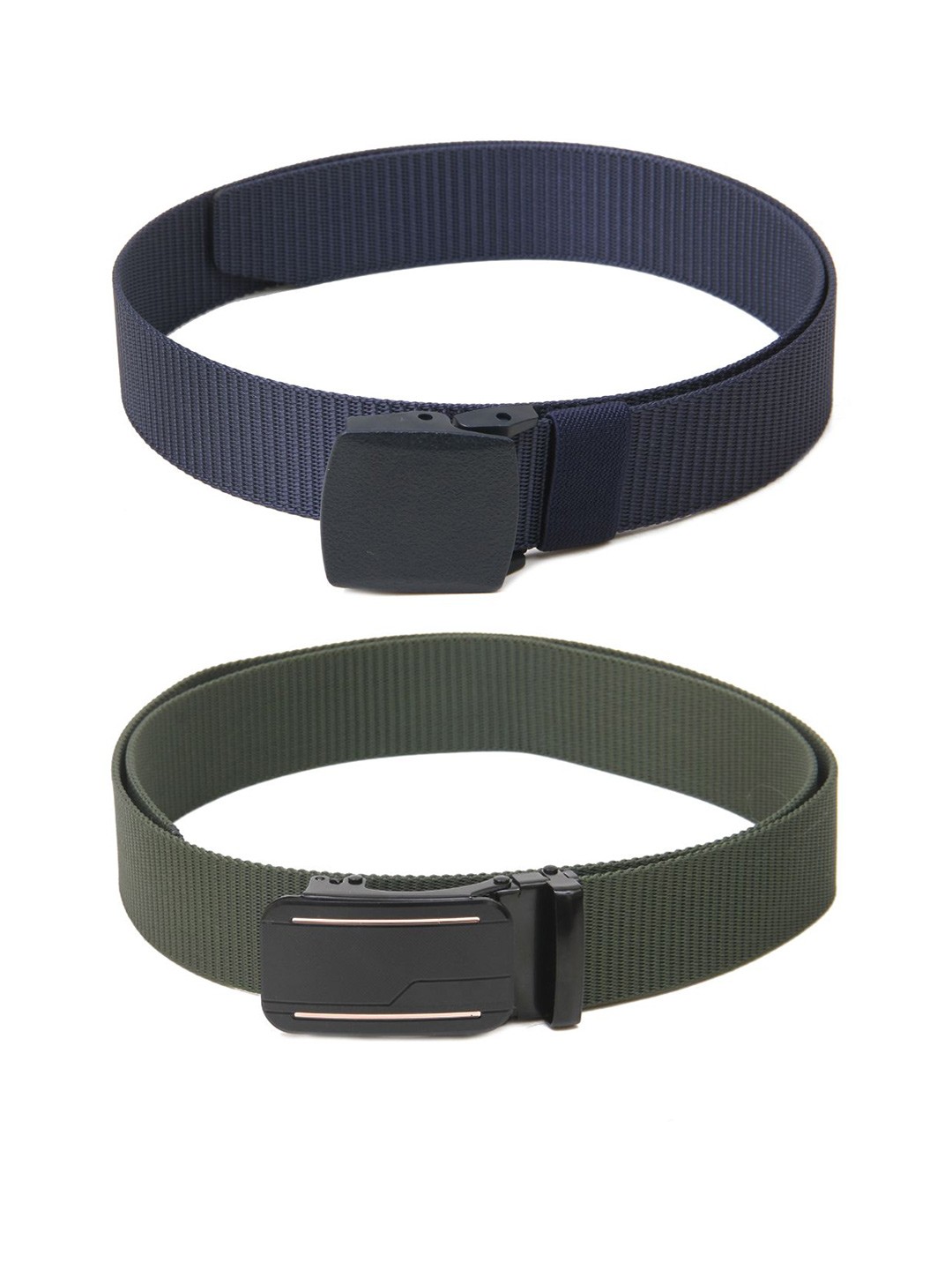 

Calvadoss Women Set Of 2 Textured Canvas Belts, Navy blue