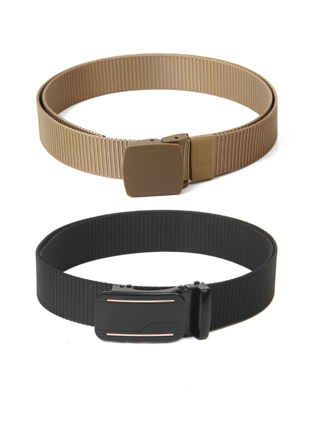 

Calvadoss Women Set Of 2 Textured Belts, Beige