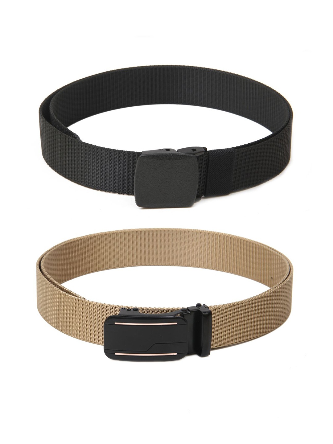 

Calvadoss Women Set Of 2 Textured Belts, Black