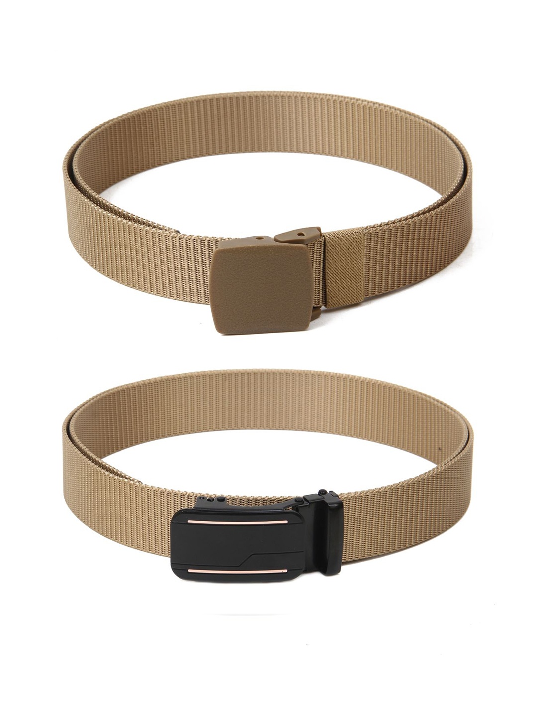 

Calvadoss Women Set Of 2 Textured Canvas Belts, Beige