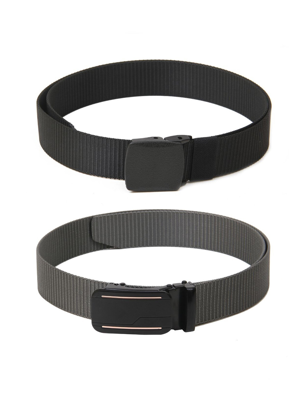 

Calvadoss Women Set Of 2 Textured Belts, Black
