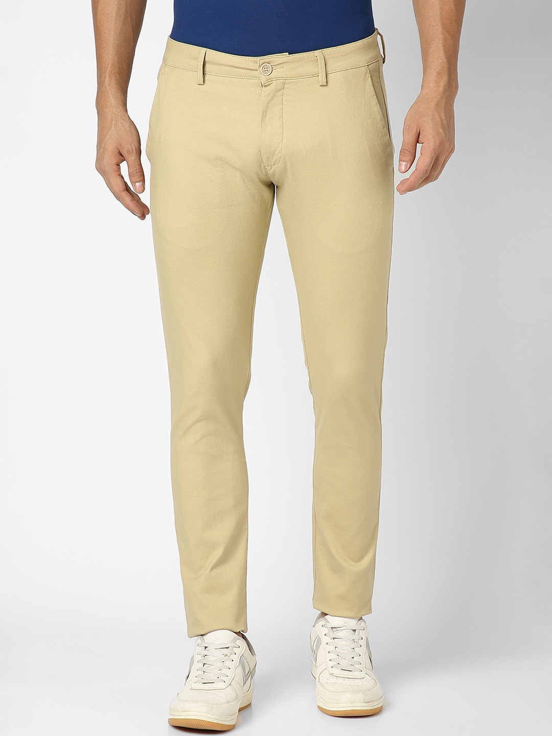 

Peter England Casuals Men Skinny Fit Cotton Chinos Trousers, Khaki