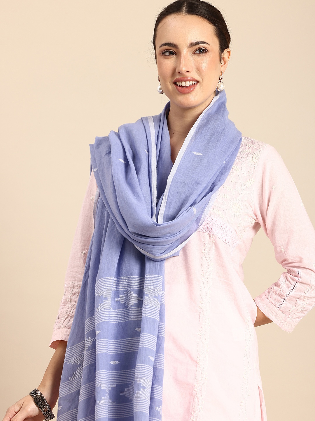 

ASVA Jamdani Woven Scarf, Violet