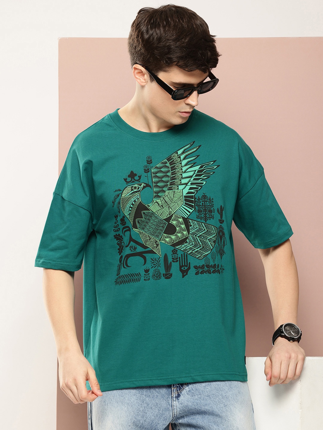 

Stormborn Men Graphic Printed Oversized T-shirt, Green