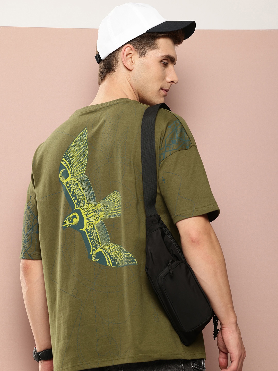 

Stormborn Men Graphic Printed Oversized T-shirt, Olive
