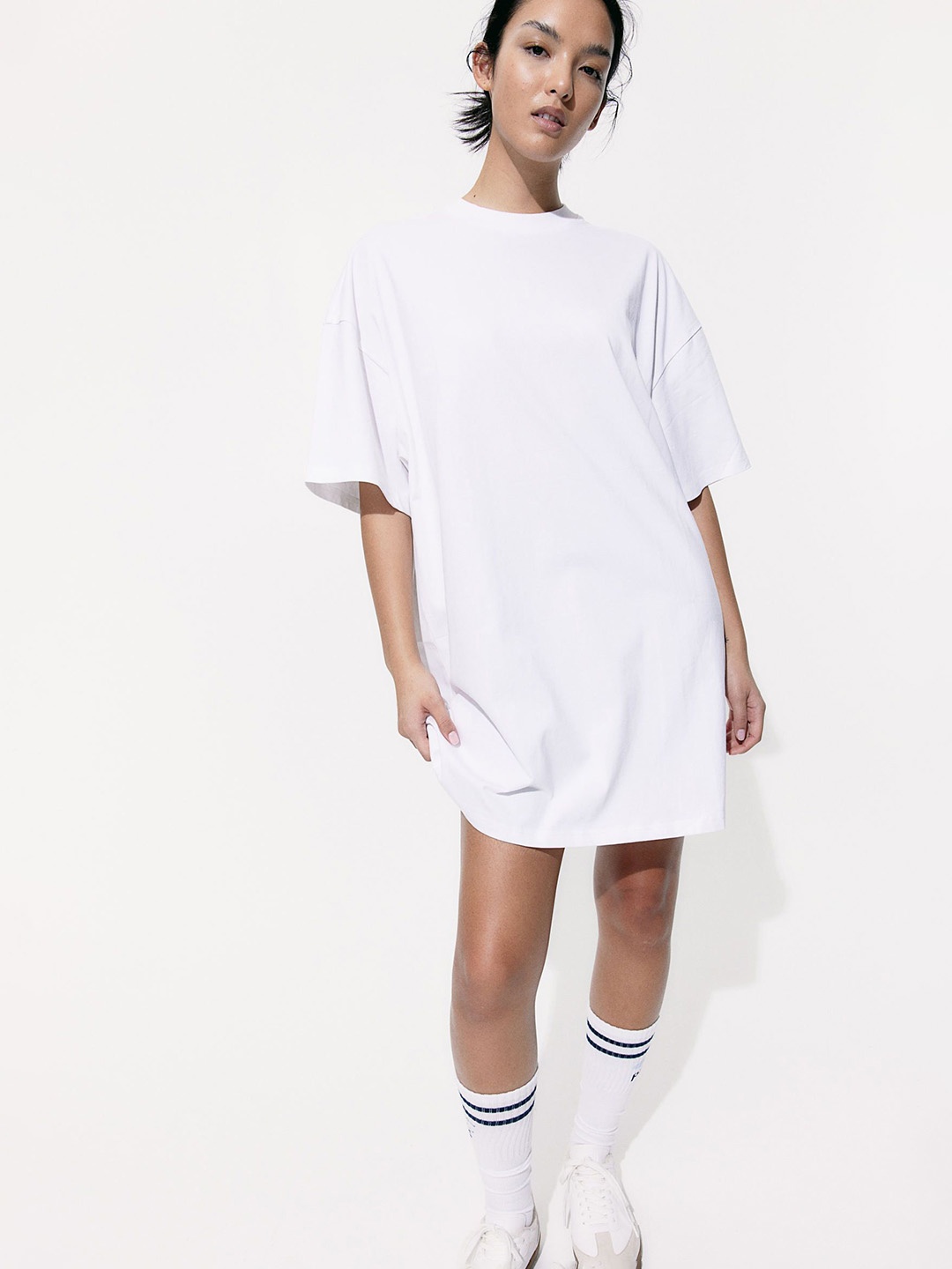 

H&M Pure Cotton Oversized T-Shirt Dress, White