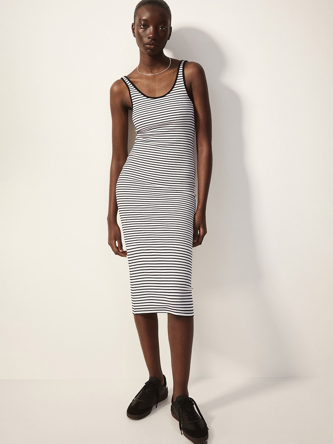 

H&M Ribbed Jersey Dress, White