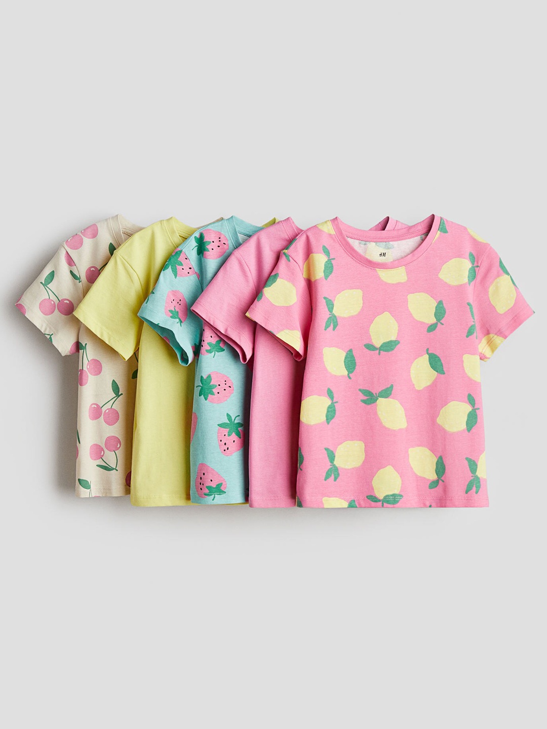 

H&M Girls 5-Pack Printed Jersey Tops, Pink