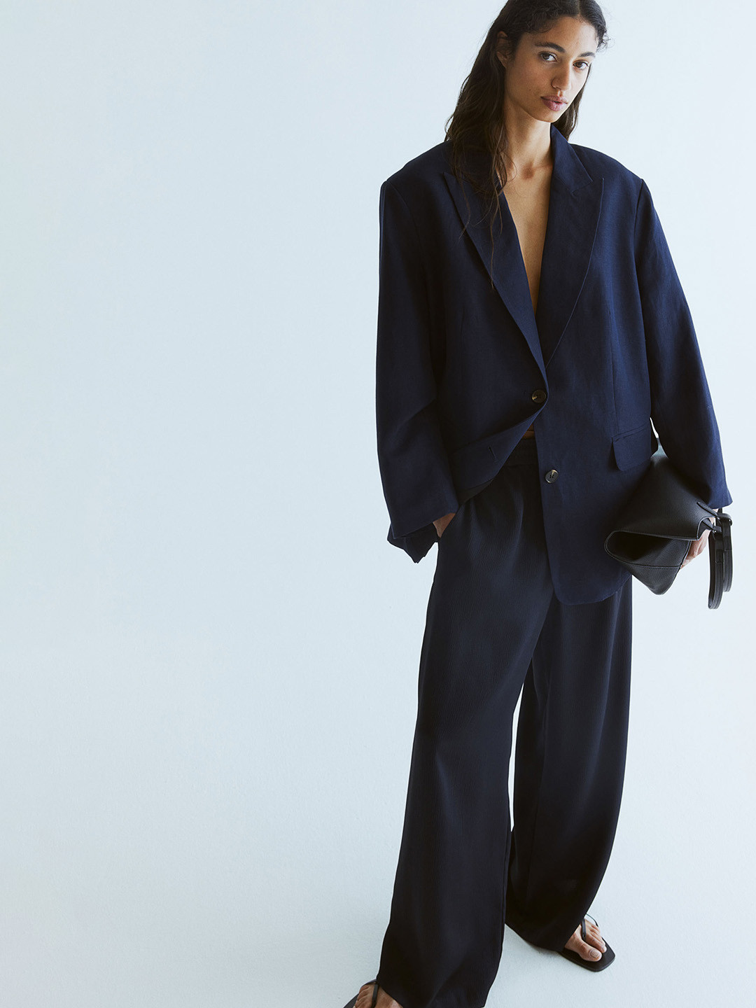 

H&M Women Wide Pull-On Culottes, Navy blue