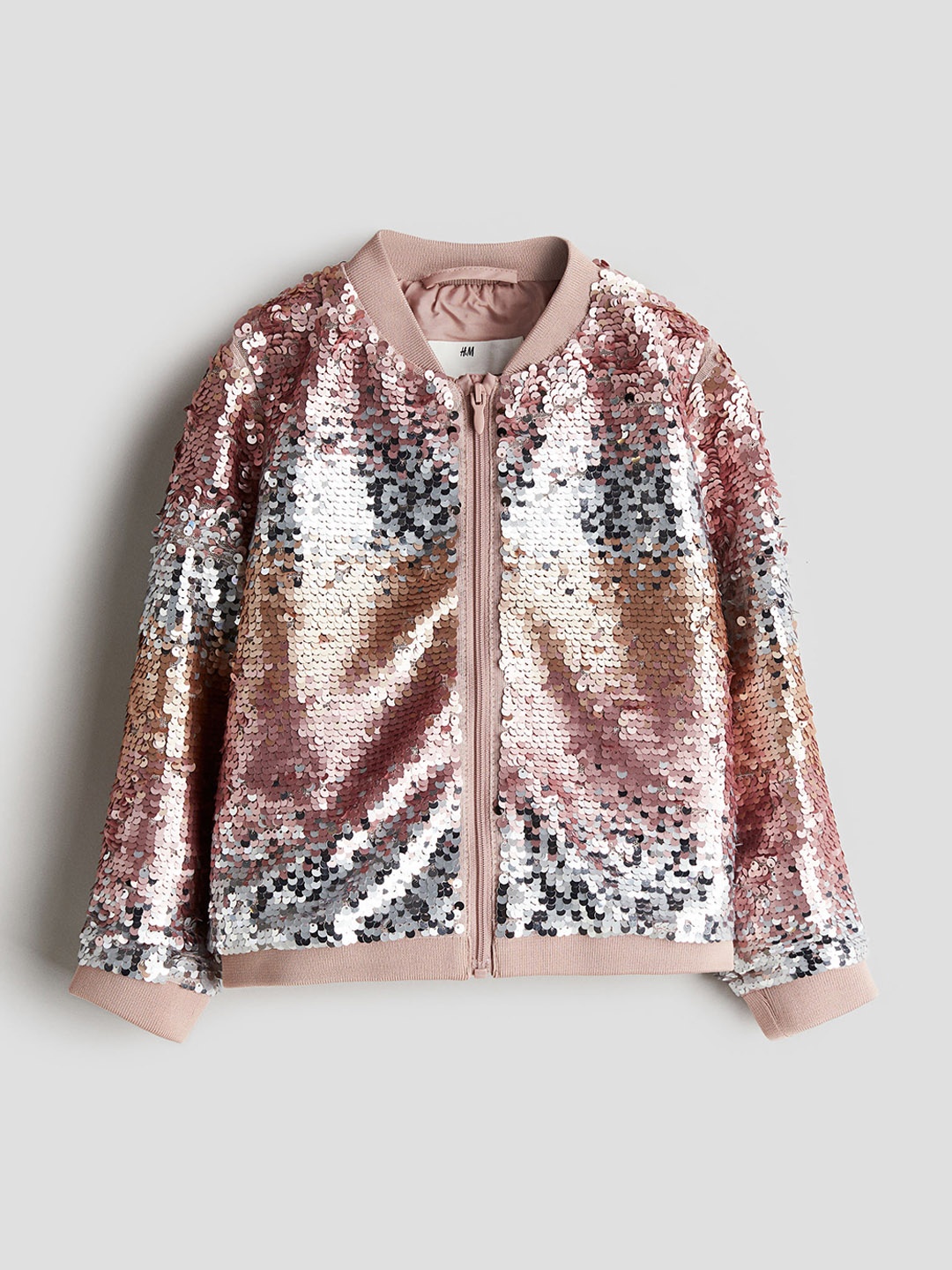 

H&M Girls Sequined Bomber Jacket, Pink
