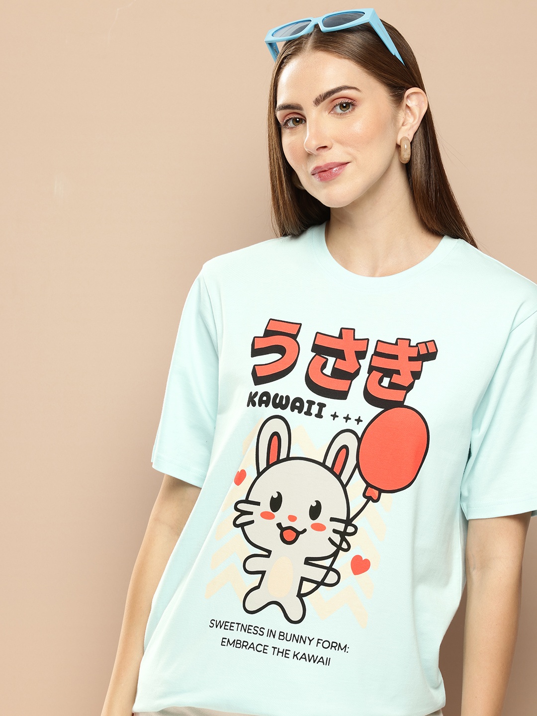 

Difference of Opinion Women Graphic Printed Oversized T-shirt, Blue