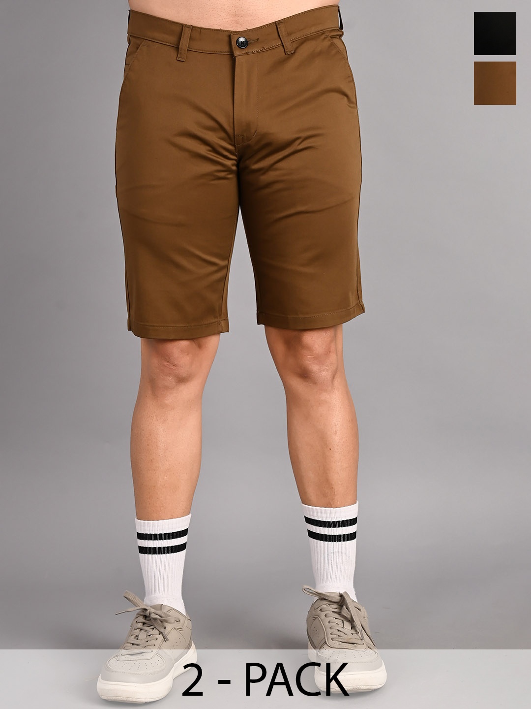 

FUBAR Men Pack Of 2 Mid-Rise Shorts, Brown