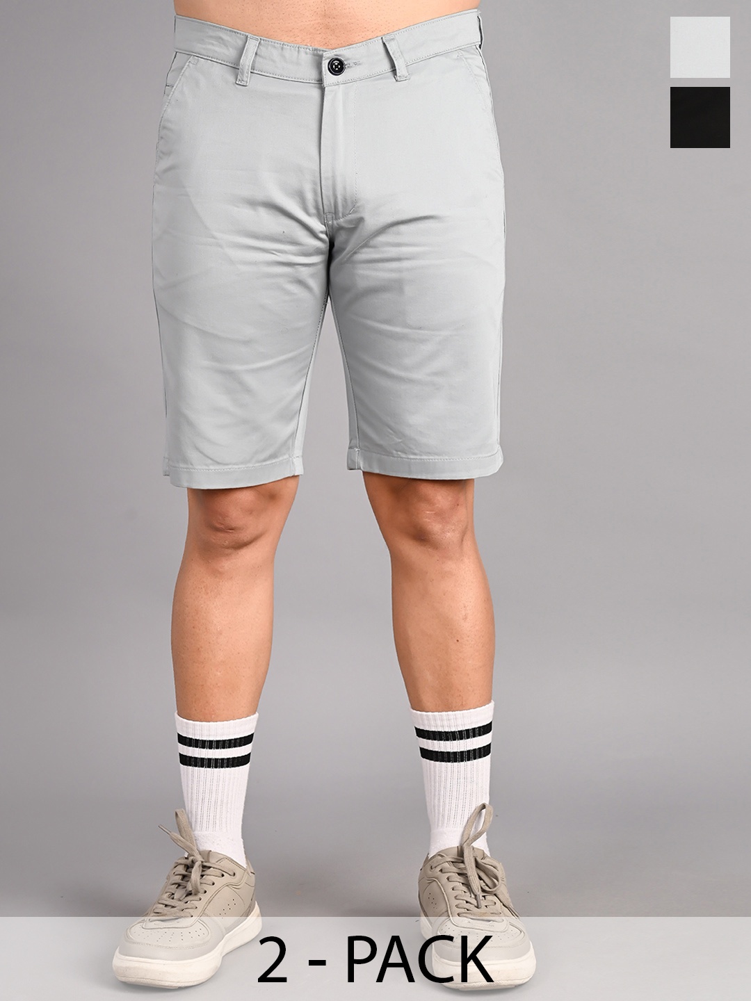 

FUBAR Men Pack Of 2 Mid-Rise Shorts, Grey