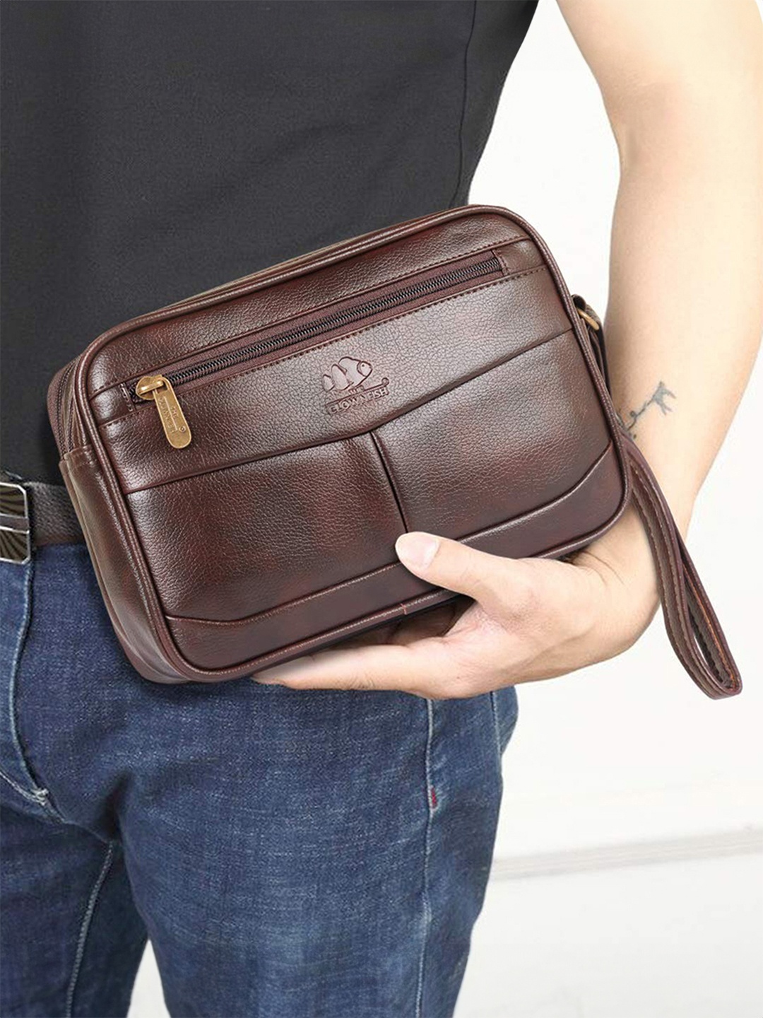 

THE CLOWNFISH Set of 2 Pouch Travel Accessory, Brown