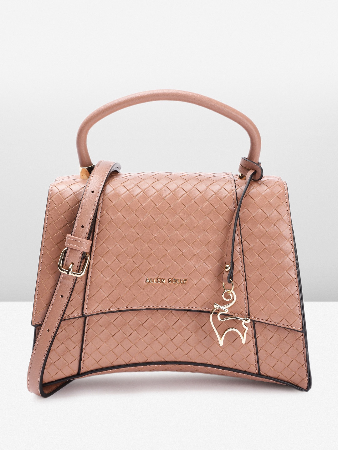 

Allen Solly Textured Structured Satchel, Pink