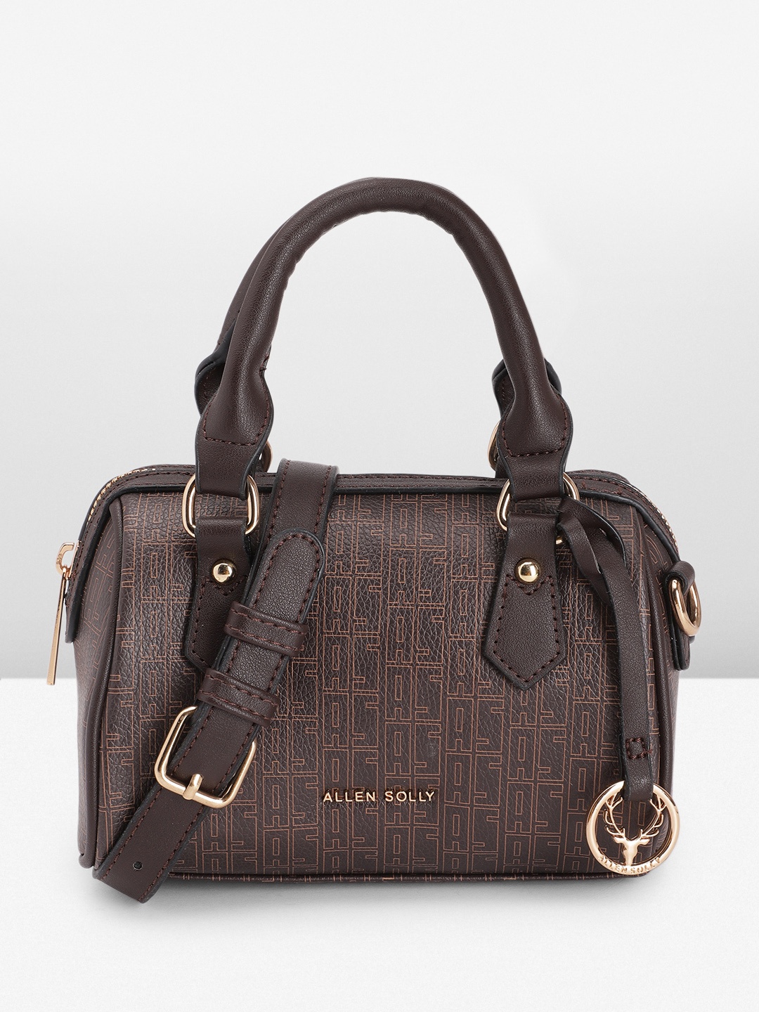 

Allen Solly Brand Logo Printed Handheld Bag, Brown