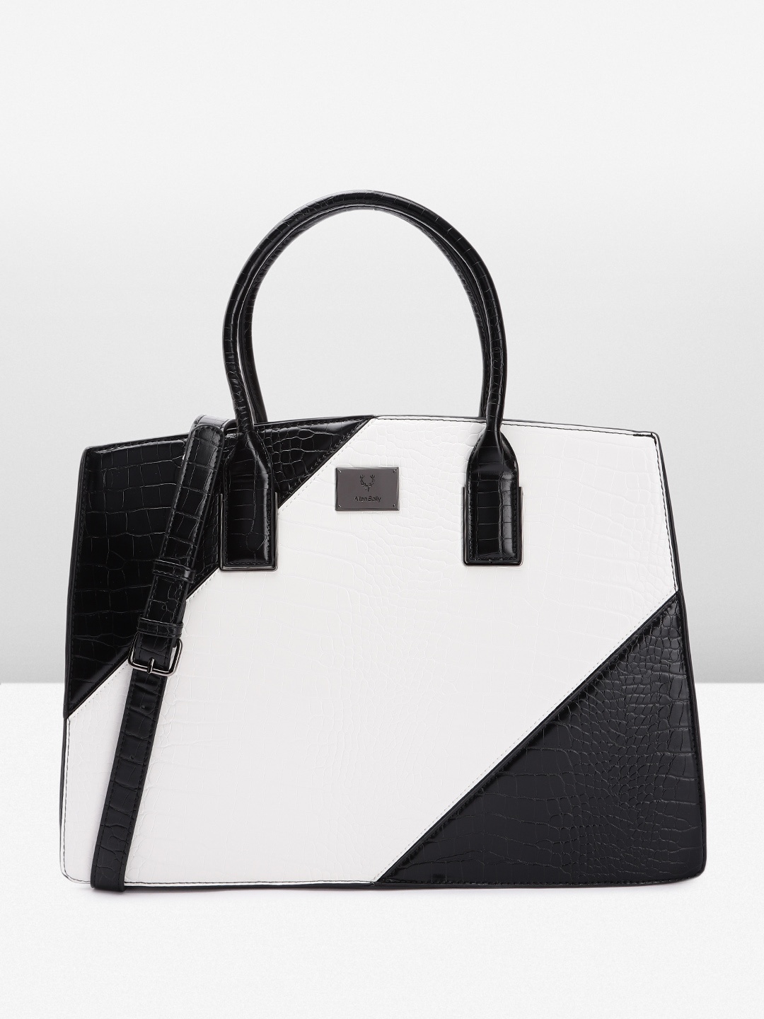 

Allen Solly Colourblocked Oversized Laptop Handheld Bag, White