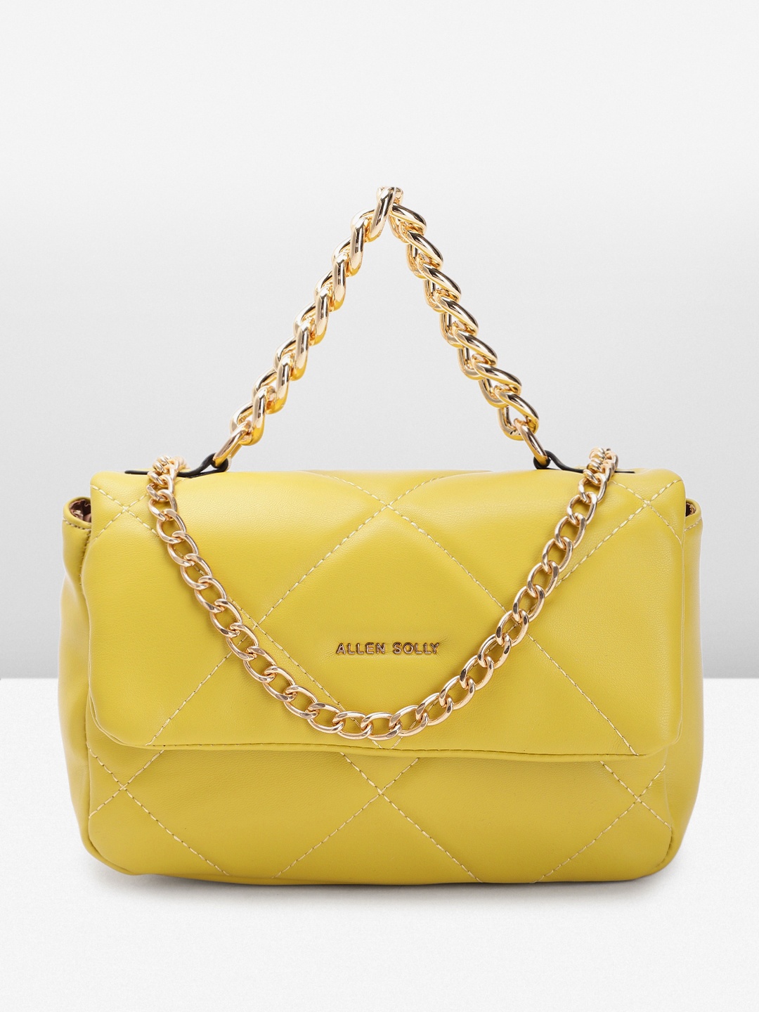 

Allen Solly Quilted Structured Satchel, Yellow